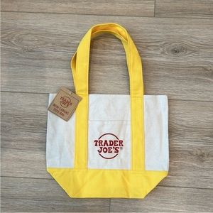 NWT - Trader Joe's Canvas Mini Tote - Yellow New With Tags